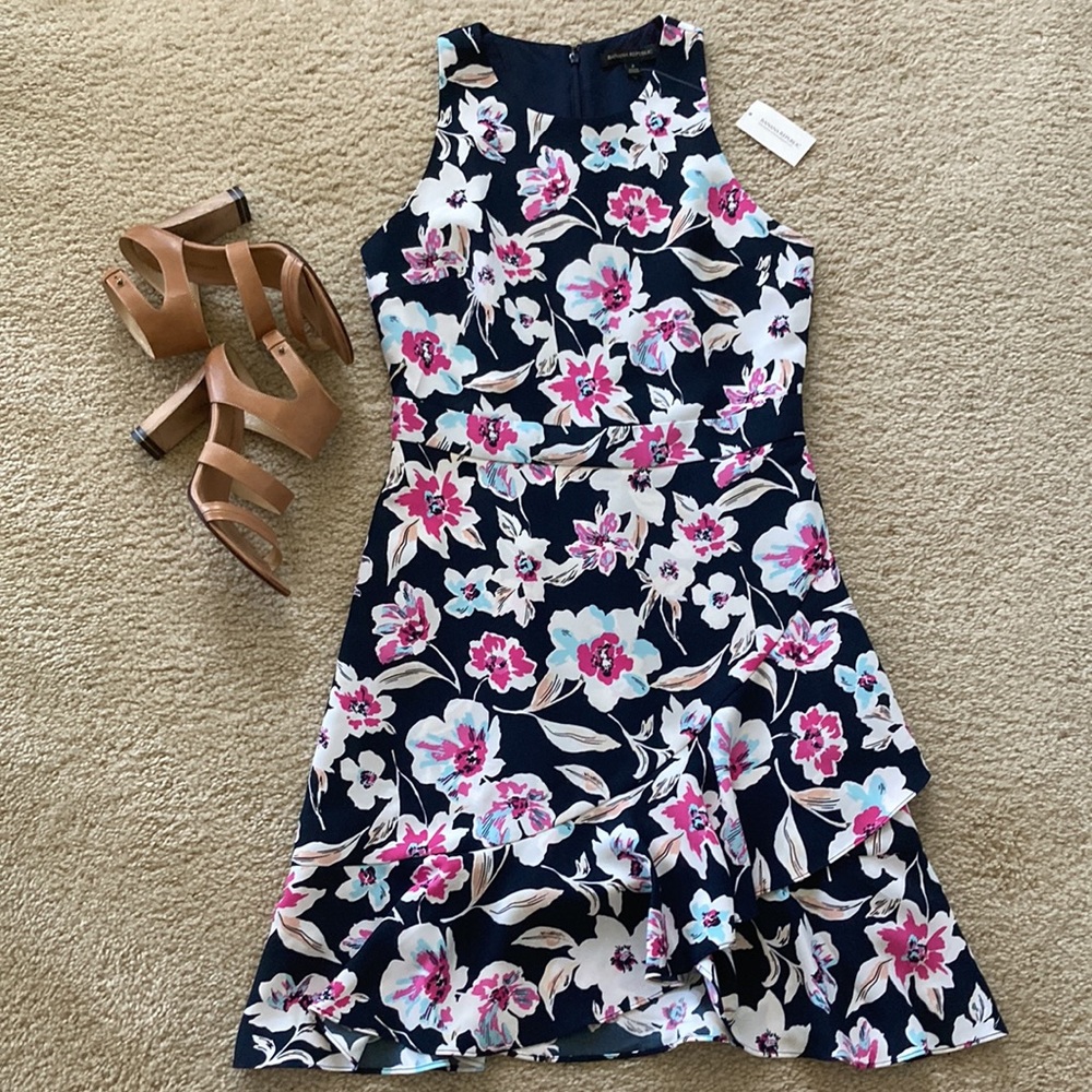 Banana Republic Floral Ruffle Wrap Racerback Dress - Picture 2 of 10